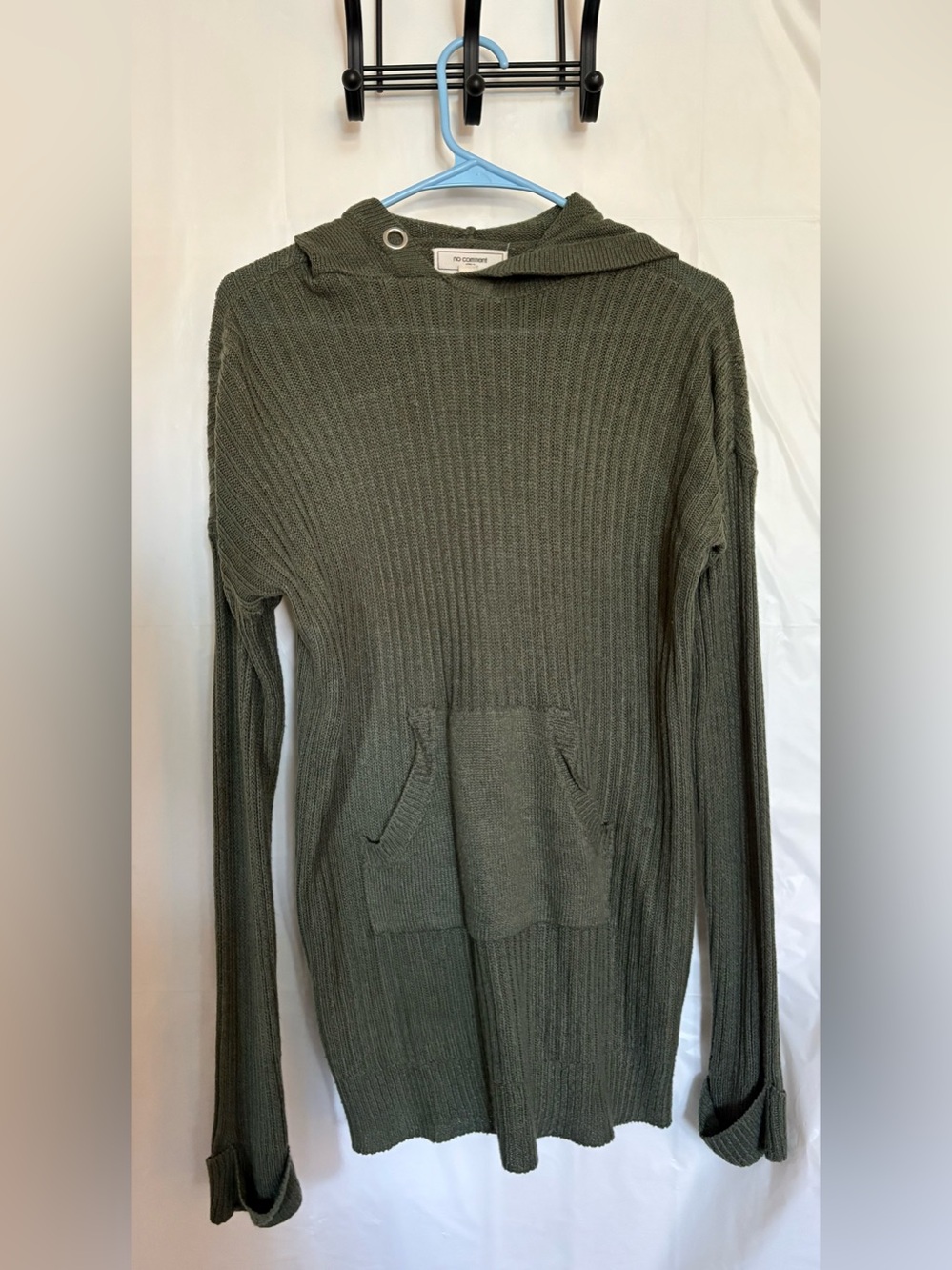 Cozy Olive Hooded Knit Sweater Dress